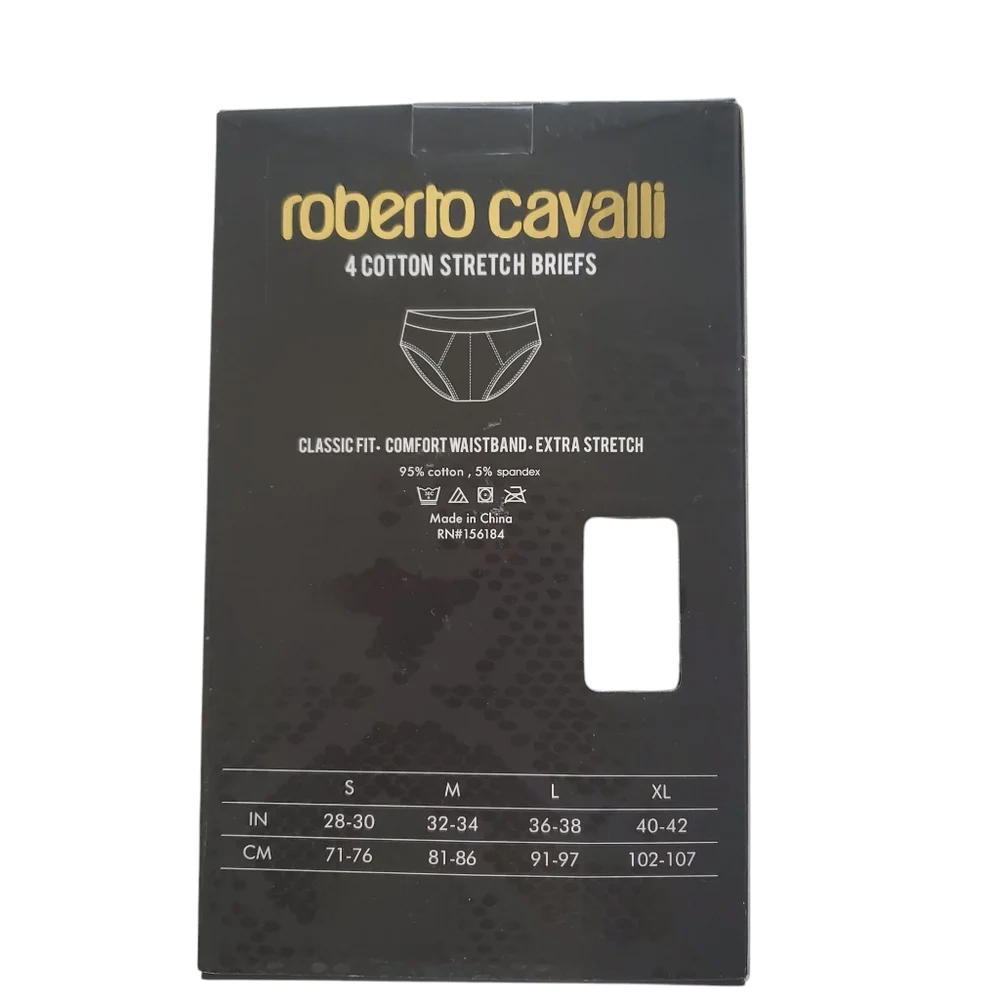 NIB Roberto Cavalli 4 Logo Band Cotton Stretch Briefs (L) - Picture 2 of 2